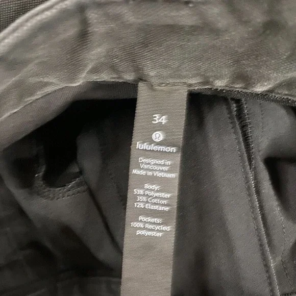 Lululemon ABC Slim-Fit 5 Pocket Pant Utilitech Mens 34x32 Black 5-Pocket M5ABNS - Picture 2 of 10